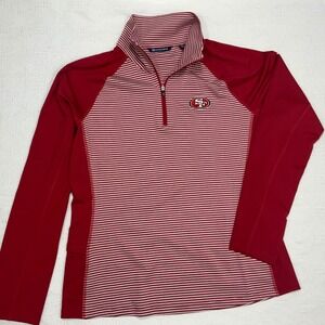 Cutter and Buck San Francisco 49ers Quarter Zip‎ Shirt Womens Red White Stripe L